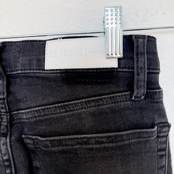 Re/Done Originals Button Fly High Rise Fray Hem Jeans Black Womens Size 26 - Picture 6 of 7